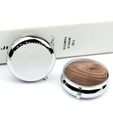 Compact Travel Pill Box - 3 Compartment Wood Grain Portable Pill Organizer for Purse & Pocket - Buy Online on GoSupps.com