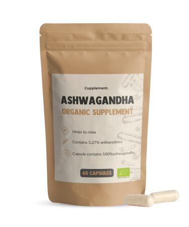 Cupplement | Ashwagandha Capsules 60 Pcs | 500 MG per Organic Capsules | Top Quality | Mushroom | 2 measurements per day