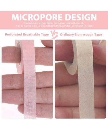 Pink Lash Tape Kit: 6 Rolls Breathable Micropore Fabric Adhesive Tape with Tweezers and Scissors - for Eyelash Extensions - Buy Online on GoSupps.com