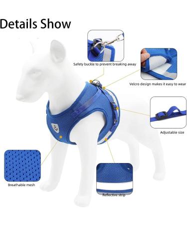 DARENYI Small Dog Harness Set | Adjustable Puppy Vest Harness with Mesh | No Pull Design | Includes 1.2m Lead | Size M Grey - Buy Online on GoSupps.com