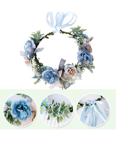 Buy Kemelo Boho Beach Wreath Headband | Blue Flower Crown Halo Garland | Women's Headwear for International Shipping - Buy Online on GoSupps.com