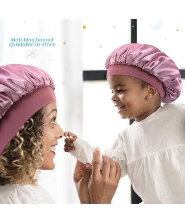 Kids Satin Bonnet Sleep Cap for Curly Hair - Adjustable Silk Hair Cap for Baby/Toddler 1-8 Years - Purple - Buy Online on GoSupps.com