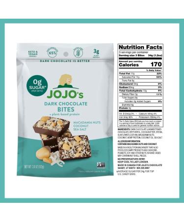 JOJO's Dark Chocolate Hemp Bites - Plant Based Protein, Low Sugar, Vegan Snack - Variety Pack 3.9oz (4 Count) - Buy Online on GoSupps.com