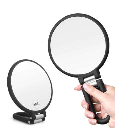 CLSEVXY Double Sided Handheld Mirror 1X 15X Magnification - Travel Friendly - Adjustable Rotation Pedestal - Vanity Makeup Desk Mirror - Buy Online on GoSupps.com