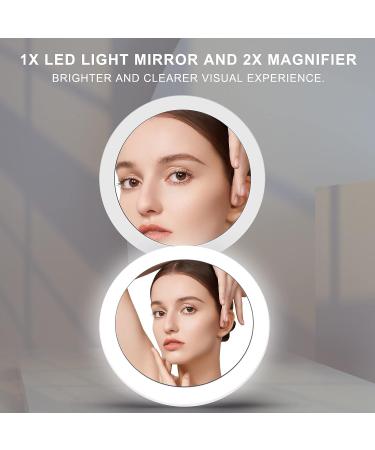 Linccras Rechargeable Compact Mirror with Light and 2x Magnification - Dimmable LED Travel Makeup Mirror for Handbag - Pocket Size Handheld Mirror - Buy Online on GoSupps.com
