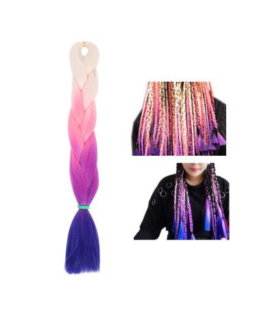 Ombre Braiding Hair - Kanekalon Jumbo Braid Extensions in Gradient Colors - White Pink Purple Dark Blue for Twist Braiding - Buy Online on GoSupps.com
