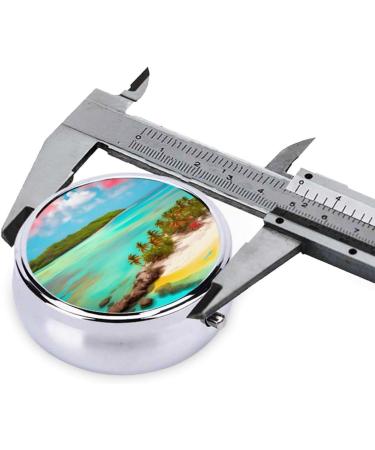 Caribbean Scenery Round Pill Box - 3 Compartment Travel Organizer for Medications - Buy Online on GoSupps.com