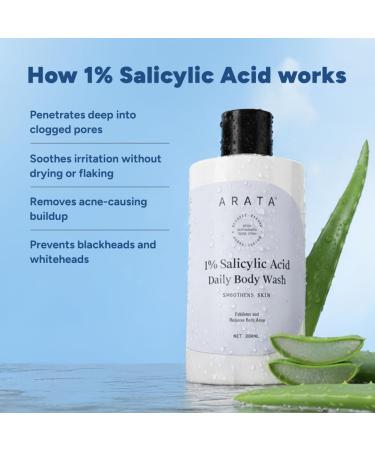 1% Salicylic Acid Body Wash for Bacne Bumpy & Strawberry Skin | Exfoliates Cleanses & Smoothens Uneven & Rough Skin | Paraben & SLS Free | Shower Gel For All Skin types (300ml) - Buy Online on GoSupps.com
