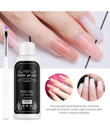 Freeorr Nail Extension Gel Solution - 2 Pieces Poly-Gel Slip Solution 45ml Beige DIY Nail Builder with 2 Brushes - Buy Online on GoSupps.com