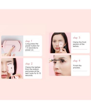 Qukaim Electric Eyelash Curler Rechargeable Heated Eyelash Curler 3 Levels Temperature Long-Lasting Electric Lash Curler Pink - Buy Online on GoSupps.com