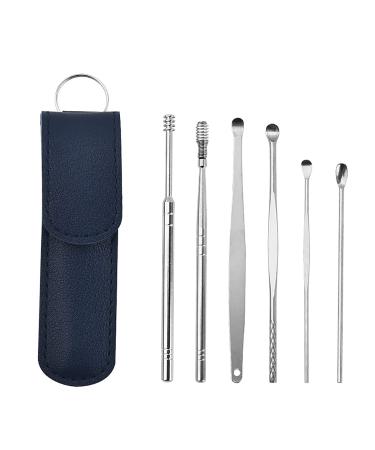 Innovative Spring EarWax Cleaner Tool Set Earwax Removal Kit Ear Wax Removal 6-in-1 Ear Pick Tools Reusable Ear Cleaner Coffin Bed One Size Blue