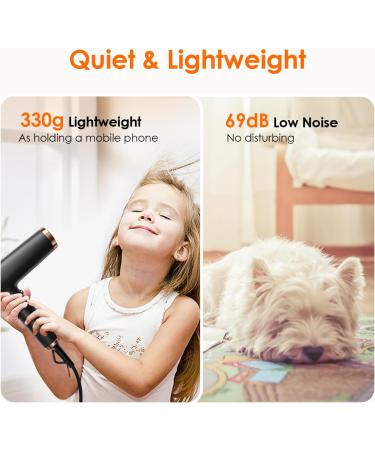 Faszin Lightweight Hair Dryer with High Speed Motor | Fast Drying Ionic Hairdryer for Women & Men | Low Noise, 3 Magnetic Nozzles | Black 29.50 24.50 8.80 cm - Buy Online on GoSupps.com