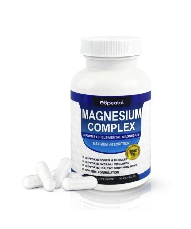 Magnesium Complex 1000mg with 8 Forms | Magnesium Glycinate Citrate & More | 90 Vegan Capsules