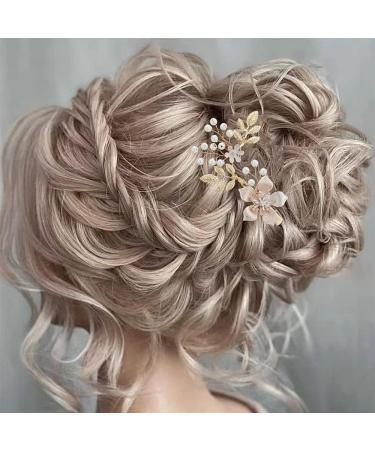 ISLHJDD Shining Hair Clip Bridal Hair Barrettes Pins Gold Leaf Flower Pearl Barrette Wedding Hair Accessory Elegant Bridal Hair Accessories(Gold) - Buy Online on GoSupps.com