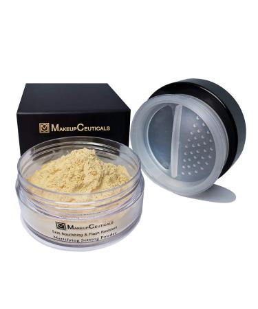 MakeupCeuticals Water-proof Mattifying Setting Powder   No Talc No Flashback Skin Nourishing Loose Powder for Face Makeup Finishing Light Skin 0.88oz Marfil Suave Fijador De Maquillaje ( Soft Ivory)