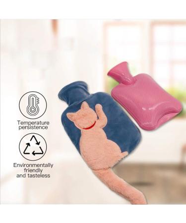 Buy Wyi Cute Cat Heat Bottle 1L - Plush Cover for Cramps & Pain Relief | Soft Rubber Hot Water Bottle in Gray - Buy Online on GoSupps.com