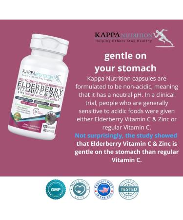 KAPPA NUTRITION Sambucus Elderberry Capsules with Vitamin C, Zinc, Vitamin D3 & Ginger - Immune Support Supplement - 2 Month Supply - Buy Online on GoSupps.com