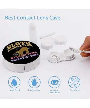 Funny Sloth Running Team Round Case For Contact Lens Kit Storage Box with Mirror Printed - Buy Online on GoSupps.com