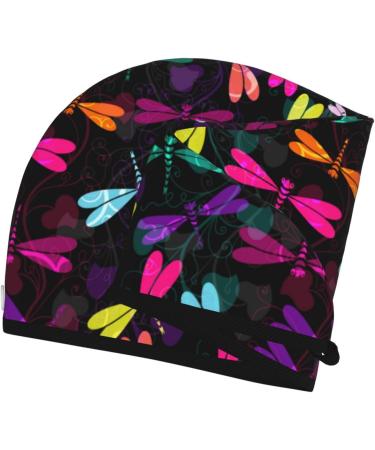 Hair Towel Wrap | Fast-Drying Hair Turban with Button | Colorful Dragonflies - Perfect for All Hair Types - Buy Online on GoSupps.com
