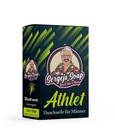 Sergejs Soap - Athlet | Solid soap bar 3 in 1 soap with 100% natural ingredients | Fragrance: Lemongrass | Natural cosmetics