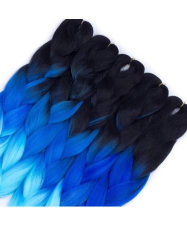 RN BEAUTY Synthetic Jumbo Braiding Hair 24 Inch - Ombre Jumbo Braids 3 Bundles Deal for Twist Crochet Weave Braid - Heat Resistant High Temp Fiber - Black/Blue/Azure - Buy Online on GoSupps.com