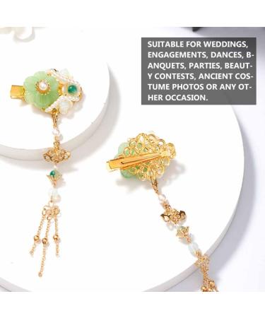 FRCOLOR 3 Pairs Tassel Hair Clip Wedding Hair Clip Hanfu Headdress Accessories Ancient Style Hairpin Chinese Style Hair Clips Decorative Hair Clips Japanese Crystal Jade Geisha Pearl Bride - Buy Online on GoSupps.com