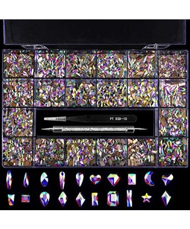 Yzzseven 1000 Special-Shaped Diamonds Mix 20 Styles Flatback Rhinestone Crystals 3D Decorations Flat Back Stones Gems Set +Tweezers + Drill Pen - Buy Online on GoSupps.com