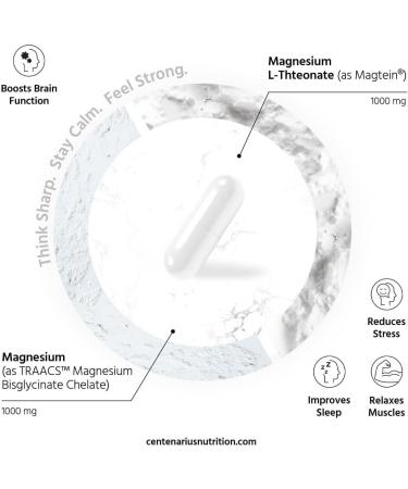 Centenarius Nutrition Dual Mag Power Advanced Magnesium Complex with Magtein & TRAACS for Focus Sleep Muscle Recovery & Energy Balance - Buy Online on GoSupps.com