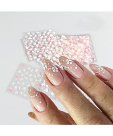 30 Sheets Flower Nail Art Stickers Pink White 3D Self Adhesive Nail Decals - Nail Decorations Manicure Tips - Buy Online on GoSupps.com
