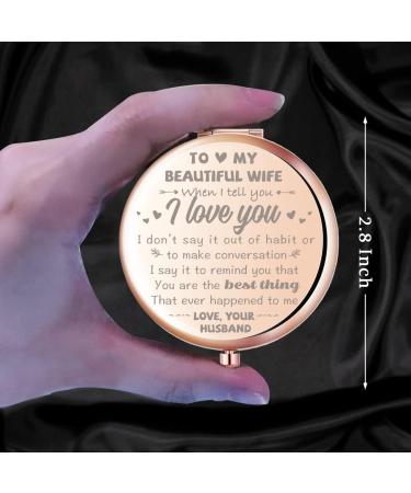 Rose Gold Compact Mirror for Wife - Unique Mother's Day, Birthday, Wedding Gift - Buy Online on GoSupps.com