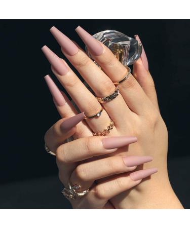 Bohend Long Coffin False Nails - Matte Gradient Ballerina Press On Nails 24 Pcs for Women & Girls - Perfect for Parties & Events - Buy Online on GoSupps.com