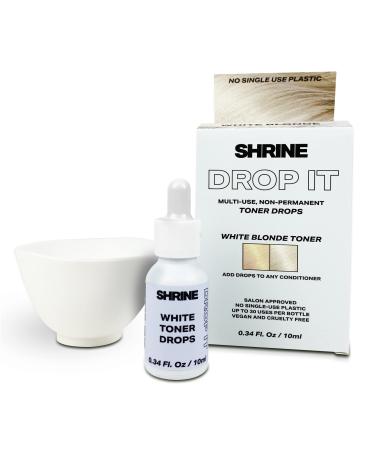 Shrine Drop It - Hair Toner - Temporary Hair Color - Rich, Natural Autumn & Winter Shades - Semi-Permanent Dye - Vegan & Cruelty-Free - Multi-Use - 200 Drops Per Bottle (WHITE BLONDE TONER)