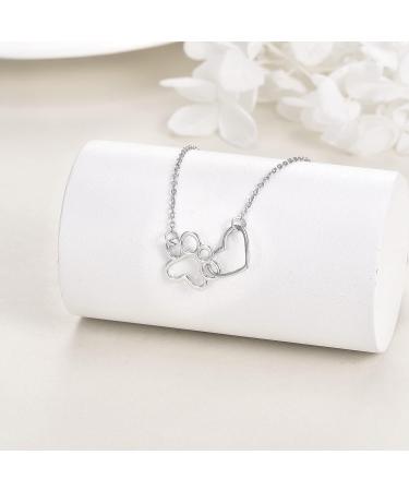 ONEFINITY Sterling Silver Paw Print Heart Necklace with Crystal - Pet Lover Jewelry Gift - Buy Online on GoSupps.com