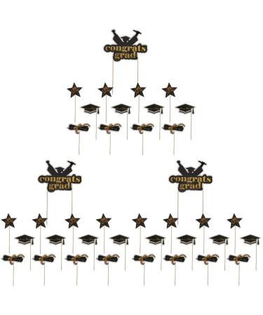 jojofuny 39 Pcs Insert Card Grad Cupcake Toppers Cake Decoration Party Supplies Grad Party Cupcake Toppers Graduation Cap Graduation Fruit Pick Decorative Topper Set The Paper Toothpick Blackx3pcs 20X14.5X0.1CMx3pcs