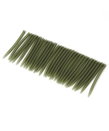 Alomejor 30 pieces/bag 51 mm anti-tangle handles safety lines clips soft cock etching rubber quick change for fishing articles sleeves dark green