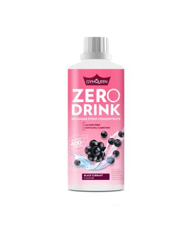 Gymqueen zero drink black currant 1000ml low-calorie and sugar-free beverage concentrate 1:80 enriched with B vitamins for your metabolism and L-carnitine beverage syrup Black currant 1 l (1 Pack)