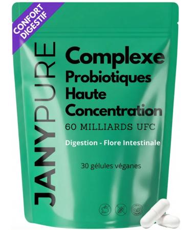 Probiotique Flore Intestinale 60 Milliards UFC - Complexe Souches Multiples & Pr biotiques Magn sium Silicium - Digestion Ventre Plat Detox Immunit Humeur - G lules V ganes - Cure 1 Mois