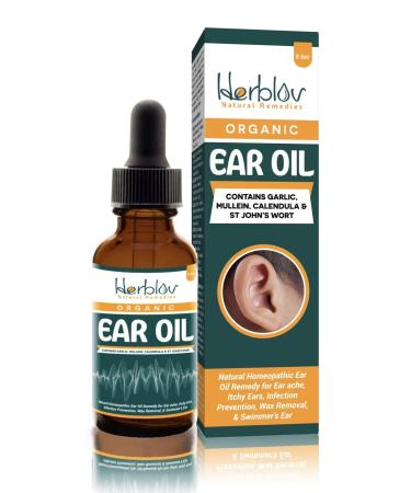 Organic Ear Oil for Ear Infections - Natural Eardrops for Infection Prevention, Swimmer's Ear & Wax Removal - Kids, Adults, Baby, Dog Earache Remedy - with Mullein, Garlic, Calendula, Made in USA