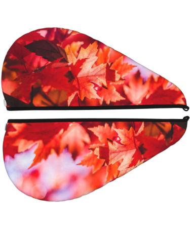 Autumn Maple Leaves Microfiber Hair Towel - Super Absorbent Coral Velvet Wrap for Long Curly & Thick Hair - Quick Dry for Women - Buy Online on GoSupps.com