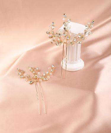 Deniferymakeup Bride Wedding Hair Pins Crystal Bridal Hair Accessories Rhinestone Wedding Hair Pieces for Bride and Bridesmaids (Gold) - Buy Online on GoSupps.com
