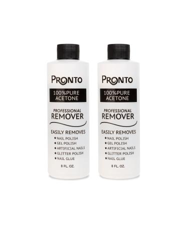 Pronto 100% Pure Acetone - Quick Professional Nail Polish Remover For Natural, Gel, Acrylic, Sculptured Nails - 8 Fl Oz ea. (Pack of 2) 8 Fl Oz (Pack of 2) - Buy Online on GoSupps.com