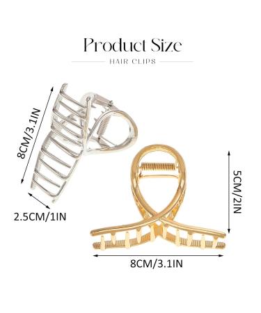 Brinie Small Gold Hair Claw Clips - Pack of 2 | Metal Claw Clips for Thick Hair Styling | Hair Accessories for Women and Girls - Buy Online on GoSupps.com