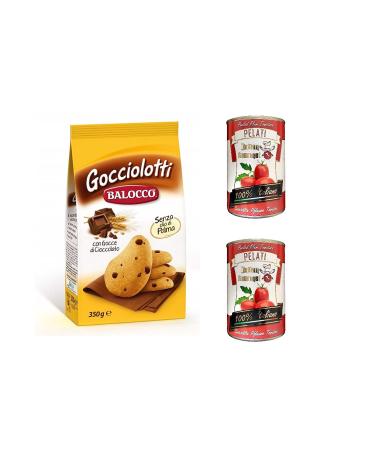 Italian Gourmet E.R. Balocco Gocciolotti Pack of 2 cans of Italian tomatoes with chocolate chips 350g + gourmet Italian 100% crushed Italian tomatoes 2 x 400g