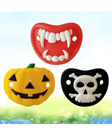 Kisangel 3pcs Funny Pacifiers - Pumpkin Skeleton Vampires Fangs Shaped Pacifier Set for Halloween Party Favors - Buy Online on GoSupps.com