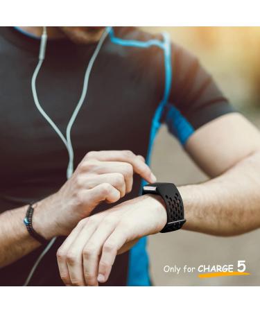 Maledan Fitbit Charge 5 Bands - 3 Pack Breathable Sport Bands for Men and Women, Waterproof Replacement Wristbands in Black, Pink Sand, and Lunar White - Buy Online on GoSupps.com
