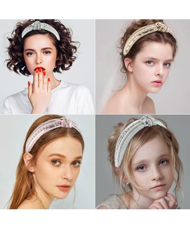 TOBATOBA 3 Pack Rhinestone Pearl Beaded Knotted Headbands for Women - Boho Style Wide Turban Headbands with Crystal Detailing - Non-Slip Diamond Beaded Hair Bands - Buy Online on GoSupps.com
