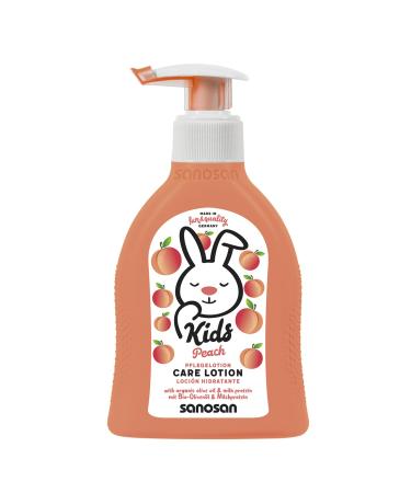 sanosan Lotion pour le corps pour enfants au parfum de p che 200 ml Lotion corporelle l'huile d'olive bio et aux prot ines de lait Soin de la peau lotion pour le corps lotion pour b b cr me