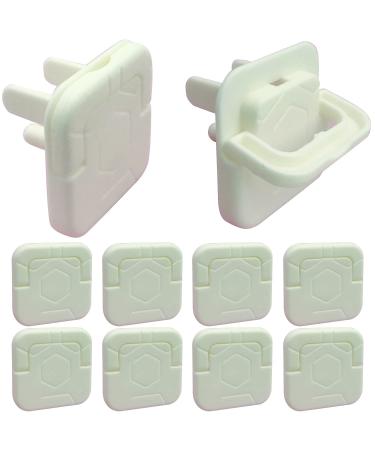 LYMGS 3-Pin Outlet Plug Covers Set Round Corner Square Electrical Insulation with Handle Plastic Plug Protector for Home Baby Child Proof Safety Caps White 10 Pack