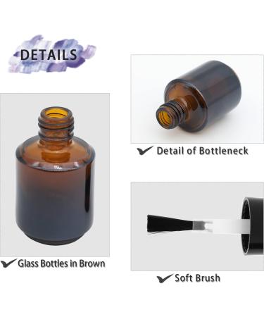 Agidea 6PCS Empty Nail Polish Bottles Amber 15ML/0.5 oz - Refillable Dark Glass Bottles with Brush & Mixing Balls for DIY Nail Polish - Brown - Buy Online on GoSupps.com