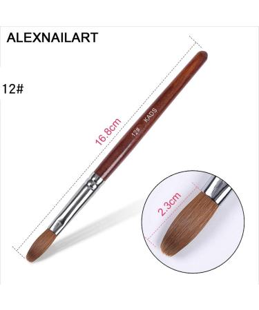 Alexnailart 2pcs Kolinsky Sable Nail Brush Combo with Red Wooden Handle - 12# & 16# Acrylic Brush for Nail Art Pen and Acrylic Powder Manicure Design - Buy Online on GoSupps.com